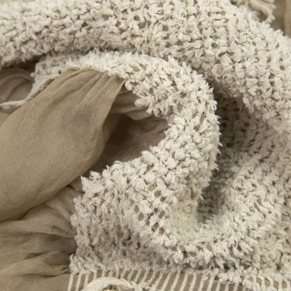 イッセイミヤケ ミーISSEY MIYAKE me フリンジ打ち込みシルクストール ベージュ K-96191_010