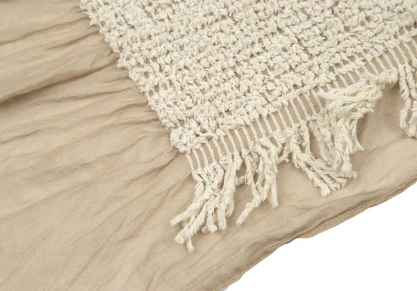 イッセイミヤケ ミーISSEY MIYAKE me フリンジ打ち込みシルクストール ベージュ K-96191_007