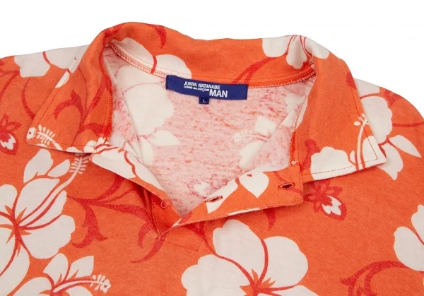 ジュンヤワタナベマン コムデギャルソンJUNYA WATANABE MAN COMME des GARCONS ハイビスカス柄天竺ポロシャツ オレンジL K-96230_004