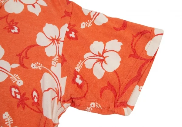 ジュンヤワタナベマン コムデギャルソンJUNYA WATANABE MAN COMME des GARCONS ハイビスカス柄天竺ポロシャツ オレンジL K-96230_005