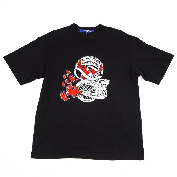 ジュンヤワタナベマン コムデギャルソンJUNYA WATANABE MAN COMME des GARCONS IVE TO RIDEプリントTシャツ 黒L K-96231_001