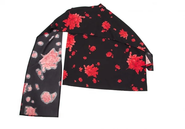 ヨウジヤマモト ファムYohji Yamamoto FEMME ウールギャバ牡丹プリントセットアップスーツ 黒赤1 K-96259_017