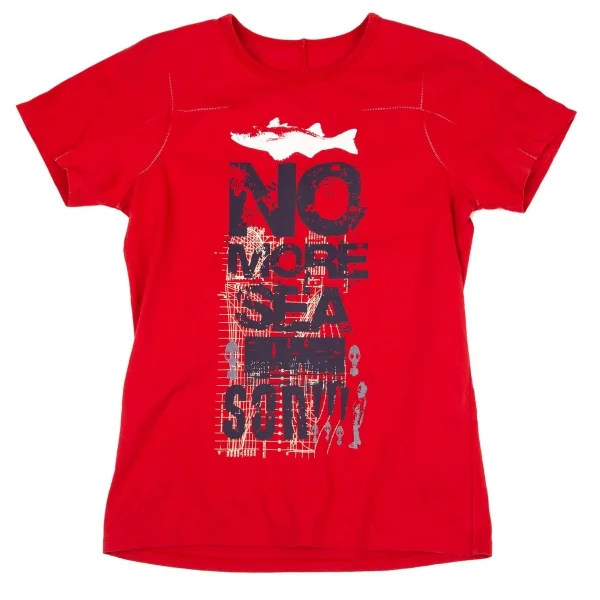 ルジャンドゥ マリテフランソワジルボーLE JEAN DE MARITHE FRANCOIS GIRBAUD メッセージプリントTシャツ 赤S K-96279_001