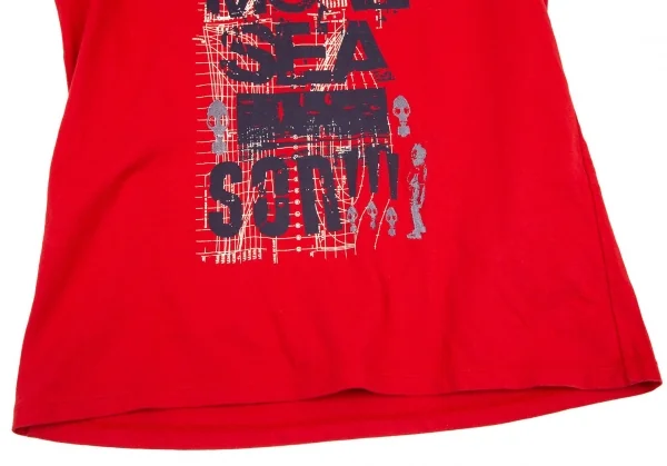 ルジャンドゥ マリテフランソワジルボーLE JEAN DE MARITHE FRANCOIS GIRBAUD メッセージプリントTシャツ 赤S K-96279_005