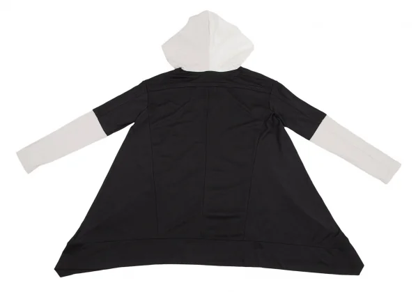 ルジャンドゥ マリテフランソワジルボーLE JEAN DE MARITHE FRANCOIS GIRBAUD バイカラー切替ストレッチビッグシルエットパーカー 黒オフM K-96283_010