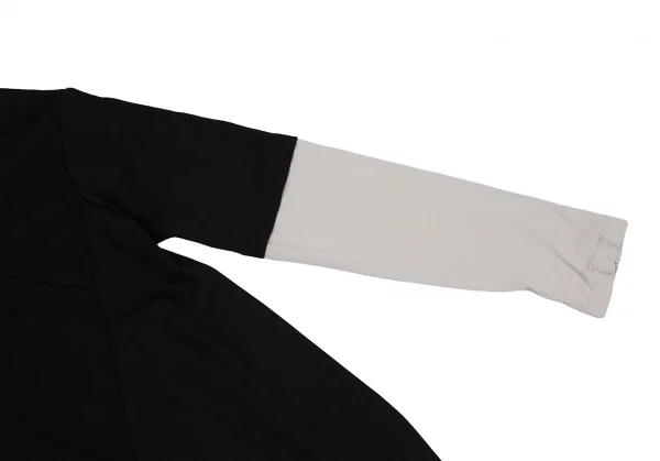 ルジャンドゥ マリテフランソワジルボーLE JEAN DE MARITHE FRANCOIS GIRBAUD バイカラー切替ストレッチビッグシルエットパーカー 黒オフM K-96283_005