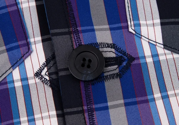 ルジャンドゥ マリテフランソワジルボーLE JEAN DE MARITHE FRANCOIS GIRBAUD インサイドアウトチェックリバーシブルジャケット 青紺他S K-96285_012