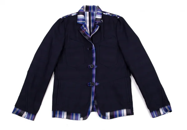 ルジャンドゥ マリテフランソワジルボーLE JEAN DE MARITHE FRANCOIS GIRBAUD インサイドアウトチェックリバーシブルジャケット 青紺他S K-96285_013