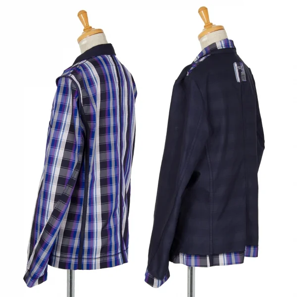 ルジャンドゥ マリテフランソワジルボーLE JEAN DE MARITHE FRANCOIS GIRBAUD インサイドアウトチェックリバーシブルジャケット 青紺他S K-96285_002