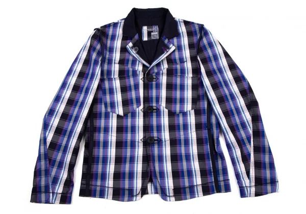 ルジャンドゥ マリテフランソワジルボーLE JEAN DE MARITHE FRANCOIS GIRBAUD インサイドアウトチェックリバーシブルジャケット 青紺他S K-96285_003