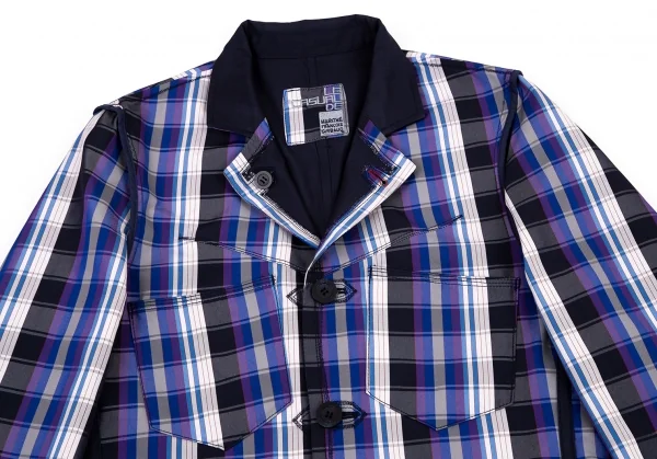 ルジャンドゥ マリテフランソワジルボーLE JEAN DE MARITHE FRANCOIS GIRBAUD インサイドアウトチェックリバーシブルジャケット 青紺他S K-96285_004