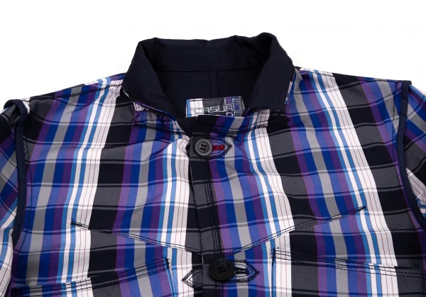 ルジャンドゥ マリテフランソワジルボーLE JEAN DE MARITHE FRANCOIS GIRBAUD インサイドアウトチェックリバーシブルジャケット 青紺他S K-96285_005