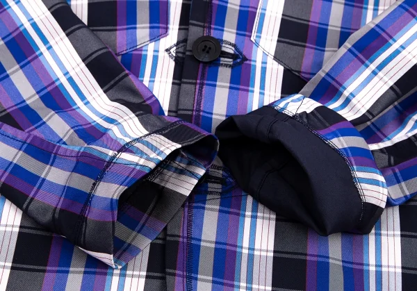 ルジャンドゥ マリテフランソワジルボーLE JEAN DE MARITHE FRANCOIS GIRBAUD インサイドアウトチェックリバーシブルジャケット 青紺他S K-96285_008