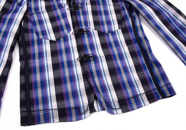 ルジャンドゥ マリテフランソワジルボーLE JEAN DE MARITHE FRANCOIS GIRBAUD インサイドアウトチェックリバーシブルジャケット 青紺他S K-96285_009