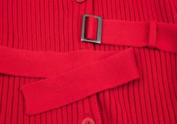 バーバリーBURBERRY LONDON カシミヤ混コットンリブニットベルテッドジャケット 赤2 K-96317_010