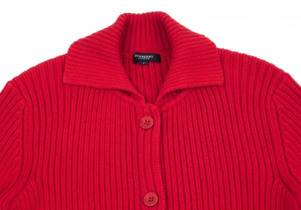 バーバリーBURBERRY LONDON カシミヤ混コットンリブニットベルテッドジャケット 赤2 K-96317_003
