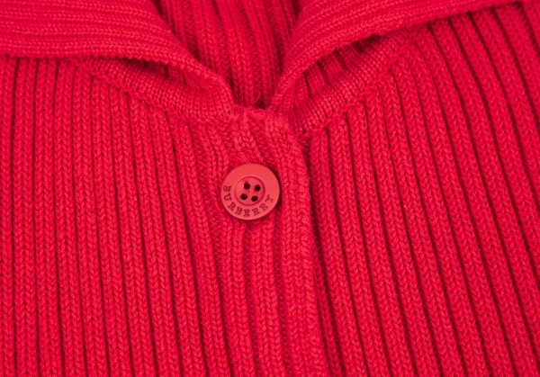 バーバリーBURBERRY LONDON カシミヤ混コットンリブニットベルテッドジャケット 赤2 K-96317_004