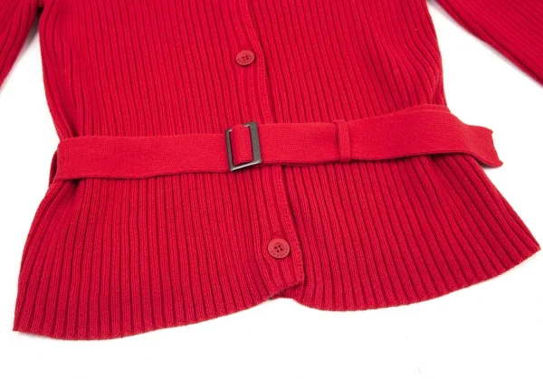 バーバリーBURBERRY LONDON カシミヤ混コットンリブニットベルテッドジャケット 赤2 K-96317_009