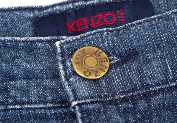 ケンゾージーンズKENZO jeans 抜染プリントデニムスカート 青40 K-96324_004