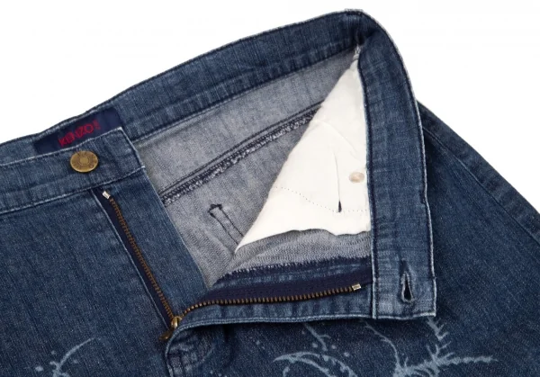 ケンゾージーンズKENZO jeans 抜染プリントデニムスカート 青40 K-96324_005