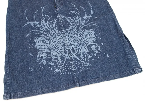 ケンゾージーンズKENZO jeans 抜染プリントデニムスカート 青40 K-96324_007