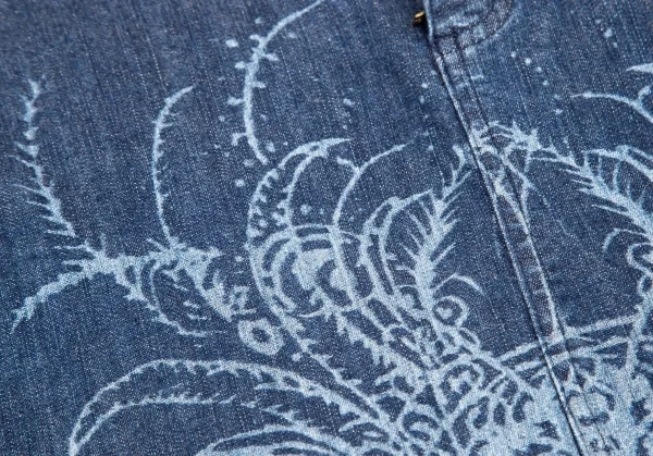 ケンゾージーンズKENZO jeans 抜染プリントデニムスカート 青40 K-96324_008