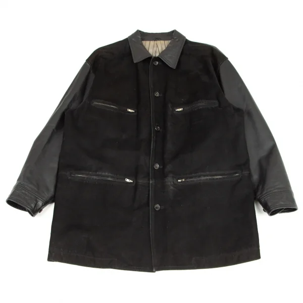 コムデギャルソン オムCOMME des GARCONS HOMME フロントヌバック切替レザージャケット 黒M K-96359_001