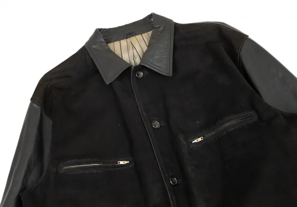 コムデギャルソン オムCOMME des GARCONS HOMME フロントヌバック切替レザージャケット 黒M K-96359_002