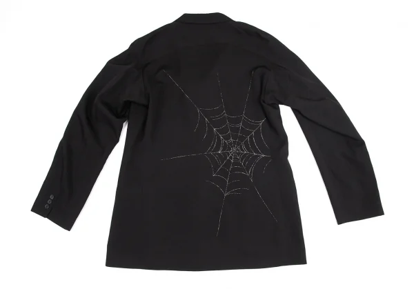 ブラックスキャンダル ヨウジヤマモトBLACK Scandal Yohji Yamamoto ウールギャバスパイダーウェブプリントジャケット 黒4 K-96361_002
