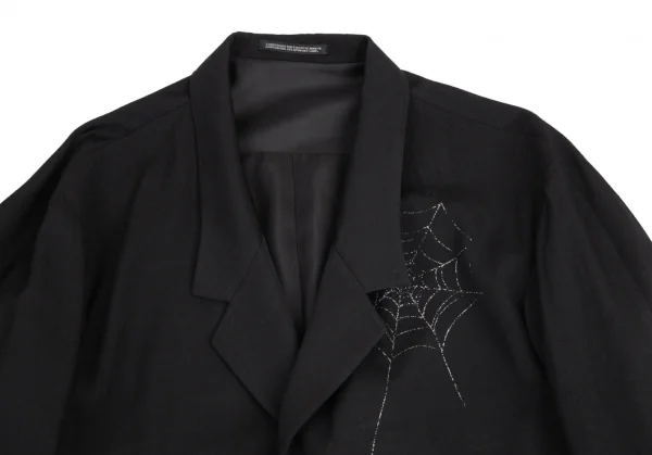 ブラックスキャンダル ヨウジヤマモトBLACK Scandal Yohji Yamamoto ウールギャバスパイダーウェブプリントジャケット 黒4 K-96361_005