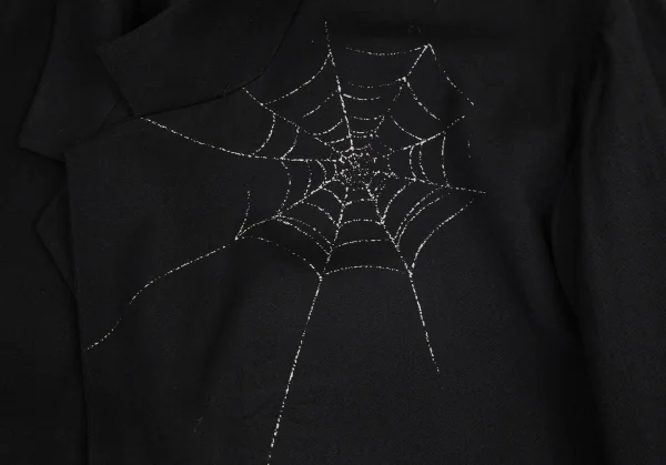 ブラックスキャンダル ヨウジヤマモトBLACK Scandal Yohji Yamamoto ウールギャバスパイダーウェブプリントジャケット 黒4 K-96361_006