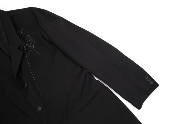 ブラックスキャンダル ヨウジヤマモトBLACK Scandal Yohji Yamamoto ウールギャバスパイダーウェブプリントジャケット 黒4 K-96361_009