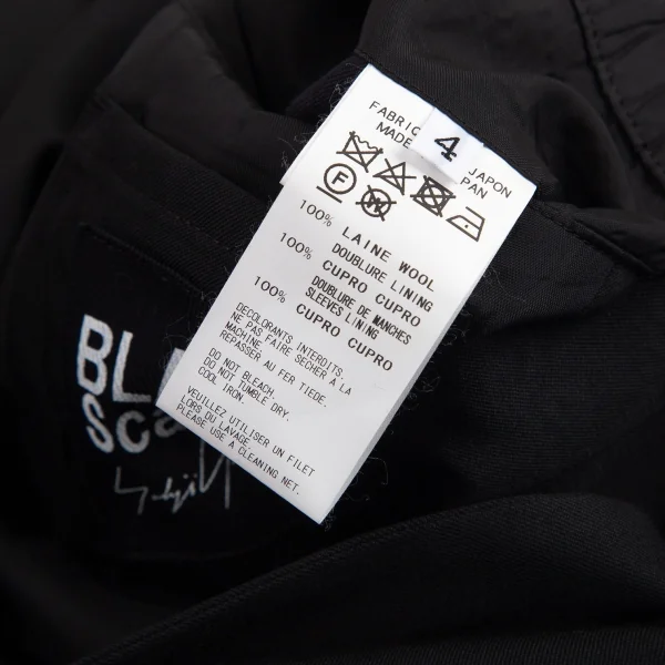 ブラックスキャンダル ヨウジヤマモトBLACK Scandal Yohji Yamamoto ウールギャバスパイダーウェブプリントジャケット 黒4 K-96361_018