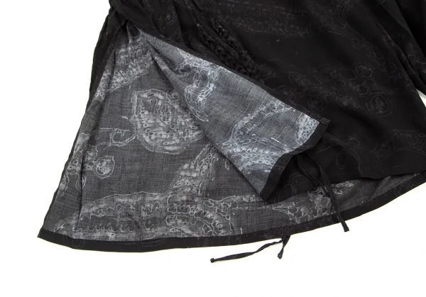 ブラックスキャンダル ヨウジヤマモトBLACK Scandal Yohji Yamamoto レーヨンフラワープリントクロップドワイドパンツ 黒他3 K-96362_011