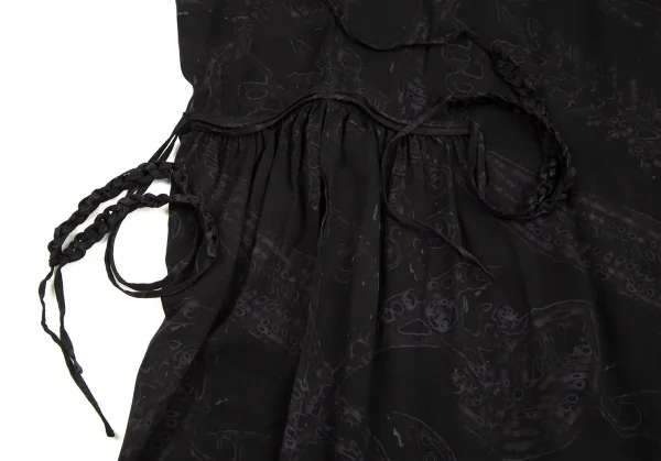 ブラックスキャンダル ヨウジヤマモトBLACK Scandal Yohji Yamamoto レーヨンフラワープリントクロップドワイドパンツ 黒他3 K-96362_012