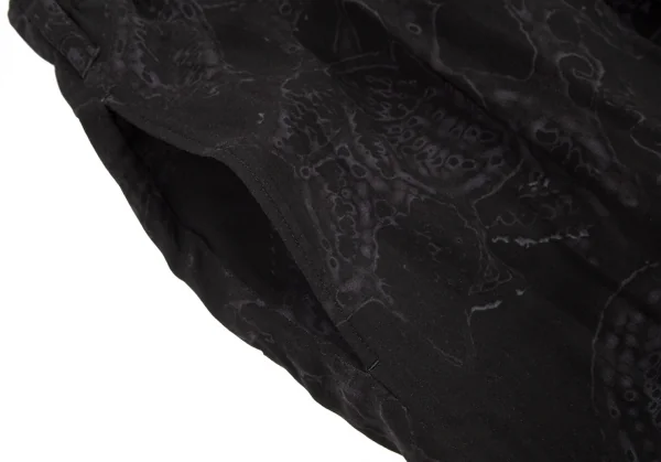 ブラックスキャンダル ヨウジヤマモトBLACK Scandal Yohji Yamamoto レーヨンフラワープリントクロップドワイドパンツ 黒他3 K-96362_006