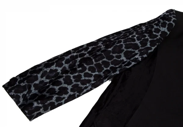 ヨウジヤマモト プールオムYohji Yamamoto POUR HOMME プリントベロア切替リネンジャケット 黒他4 K-96371_008