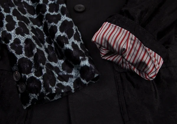 ヨウジヤマモト プールオムYohji Yamamoto POUR HOMME プリントベロア切替リネンジャケット 黒他4 K-96371_010