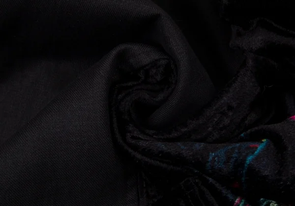 ヨウジヤマモト プールオムYohji Yamamoto POUR HOMME プリントベロア切替リネンジャケット 黒他4 K-96371_014