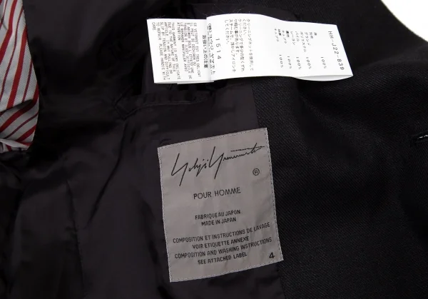 ヨウジヤマモト プールオムYohji Yamamoto POUR HOMME プリントベロア切替リネンジャケット 黒他4 K-96371_018