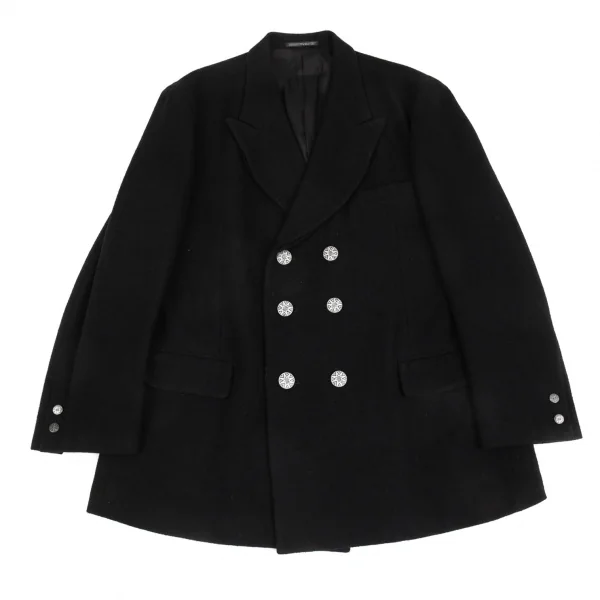 ヨウジヤマモトプールオム×ジャスティンデイビスYohji Yamamoto POUR HOMME×Justin Davis シルバーボタンダブルジャケット 黒5 K-96374_001