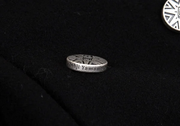 ヨウジヤマモトプールオム×ジャスティンデイビスYohji Yamamoto POUR HOMME×Justin Davis シルバーボタンダブルジャケット 黒5 K-96374_013