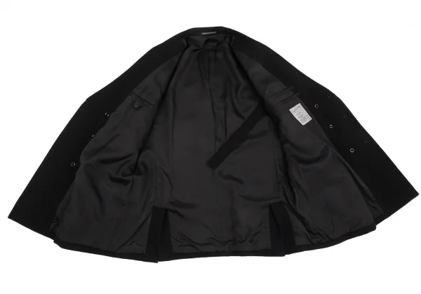 ヨウジヤマモトプールオム×ジャスティンデイビスYohji Yamamoto POUR HOMME×Justin Davis シルバーボタンダブルジャケット 黒5 K-96374_015