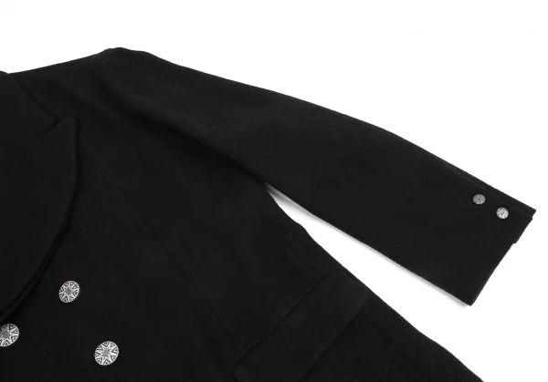 ヨウジヤマモトプールオム×ジャスティンデイビスYohji Yamamoto POUR HOMME×Justin Davis シルバーボタンダブルジャケット 黒5 K-96374_005