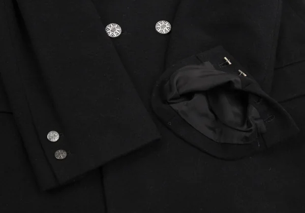 ヨウジヤマモトプールオム×ジャスティンデイビスYohji Yamamoto POUR HOMME×Justin Davis シルバーボタンダブルジャケット 黒5 K-96374_006