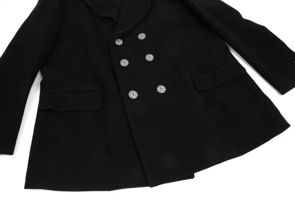 ヨウジヤマモトプールオム×ジャスティンデイビスYohji Yamamoto POUR HOMME×Justin Davis シルバーボタンダブルジャケット 黒5 K-96374_009