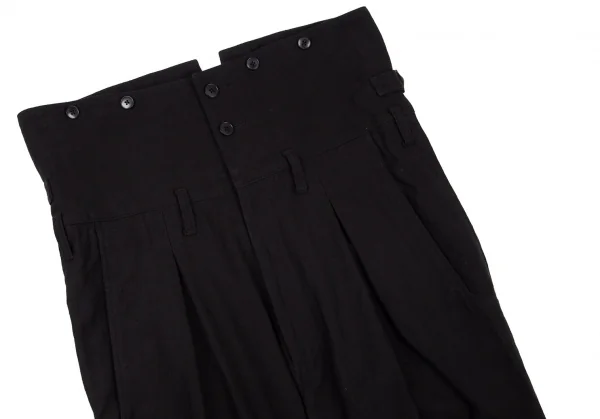 ヨウジヤマモト プールオムYohji Yamamoto POUR HOMME コットンハイウエストサスペンダーボタンパンツ 黒4 K-96378_002