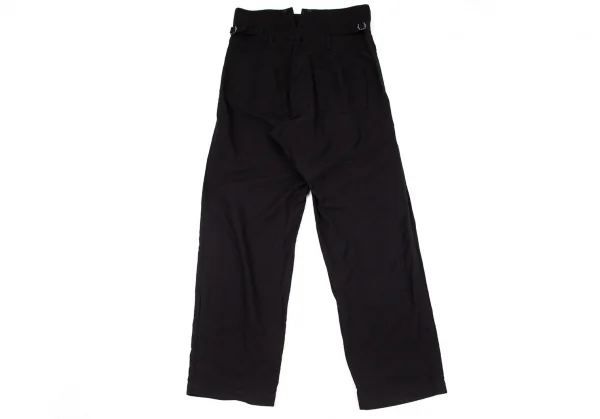 ヨウジヤマモト プールオムYohji Yamamoto POUR HOMME コットンハイウエストサスペンダーボタンパンツ 黒4 K-96378_008