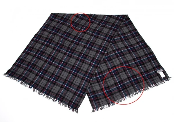 ヨウジヤマモト プールオムYohji Yamamoto POUR HOMME ウールタータンチェックストール グレー他 K-96386_002