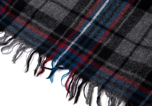 ヨウジヤマモト プールオムYohji Yamamoto POUR HOMME ウールタータンチェックストール グレー他 K-96386_007